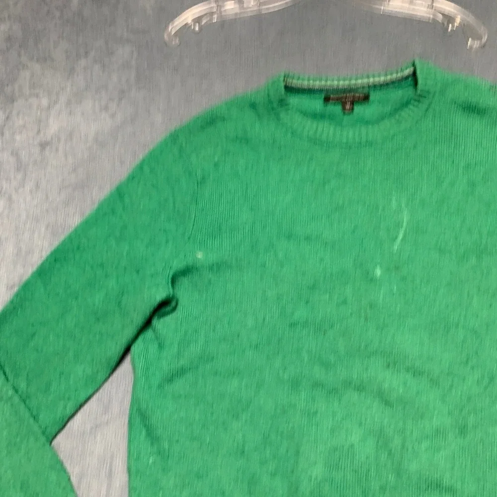 Banana Republic Sweater Mens Medium Green Tight Knit Ribbed Trim Long Sleeve